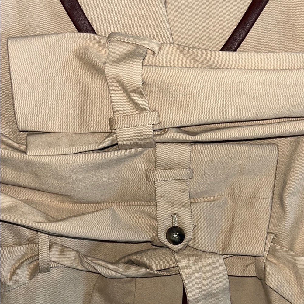 Express Tan Double-Breasted Jacket with Brown Vegan Leather Trim - Picture 3 of 4